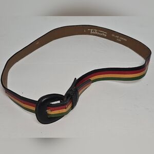 Vintage Talbots Leather Rasta Afrocentric Belt Size Large 40''